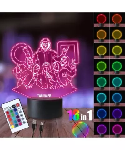 Lampka Nocna 3D LED LAMP Squid Game Lider i Strażnicy