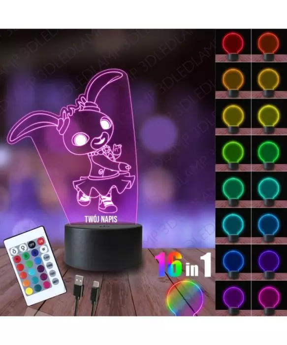 Lampka Nocna 3D LED LAMP Bing Króliczek Coco