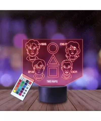 Lampka Nocna 3D LED LAMP Squid Game Bohaterowie Symbol