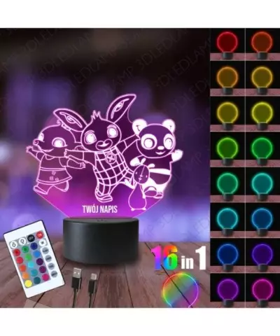 Lampka Nocna 3D LED LAMP Bing Bing Bohaterowie