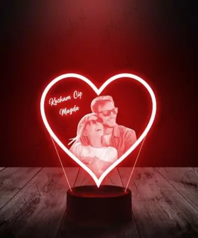 Lampka LED 3D Plexido Serduszko Twoje Zdjęcie - 1
