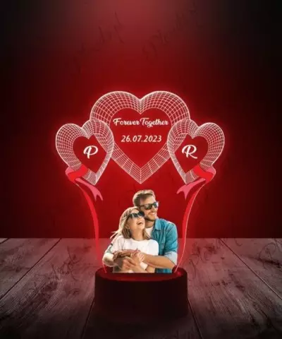 Lampka LED 3D Plexido z Nadrukiem UV Serduszka Twoje Zdjęcie - 2
