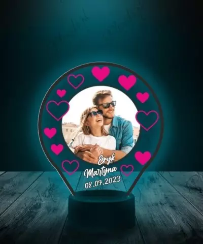 Lampka LED 3D Plexido z Nadrukiem UV Walentynki Zdjęcie - 2