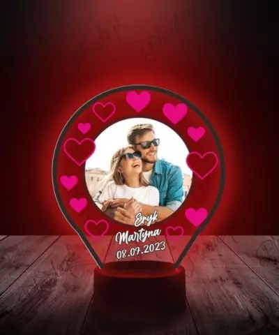 Lampka LED 3D Plexido z Nadrukiem UV Walentynki Zdjęcie - 3