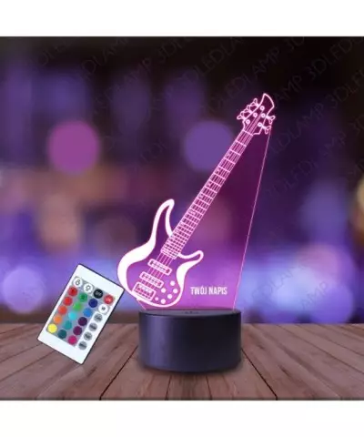 Lampka Nocna 3D LED LAMP Gitara Basowa