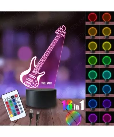 Lampka Nocna 3D LED LAMP Gitara Basowa