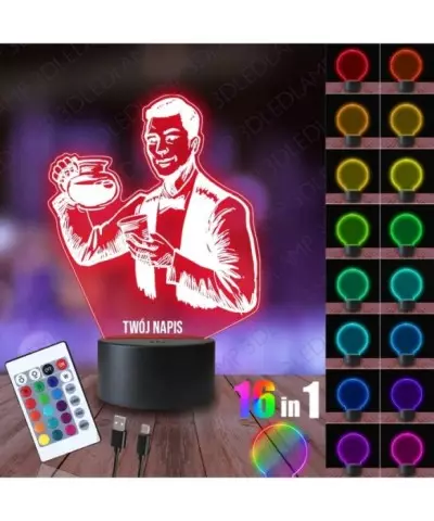 Lampka Nocna 3D LED LAMP Barista Cafe