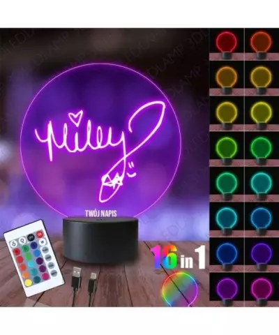 Lampka Nocna 3D LED LAMP Miley Cyrus Autograf