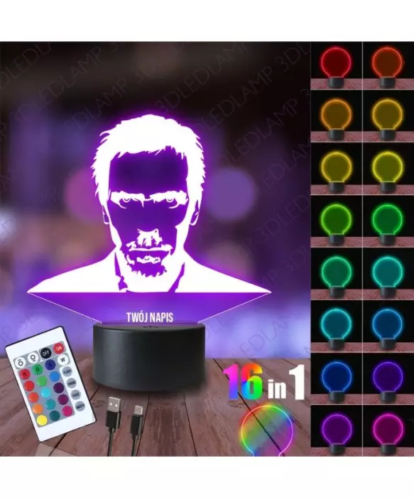 Lampka Nocna 3D LED LAMP Dr House Hugh Laurie