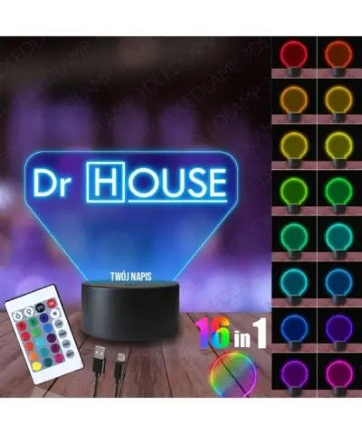 Lampka Nocna 3D LED LAMP Dr House Logo