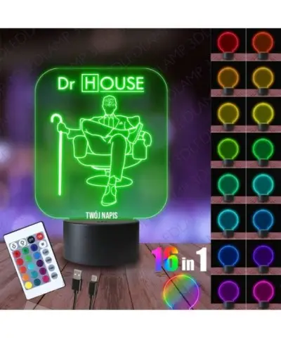 Lampka Nocna 3D LED LAMP Dr House Gregory