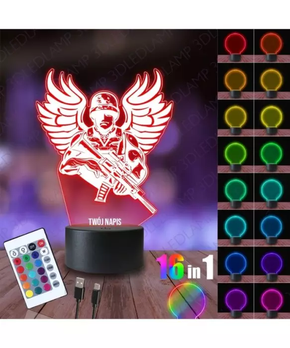 Lampka Nocna 3D LED LAMP Żołnierz Zawodowy