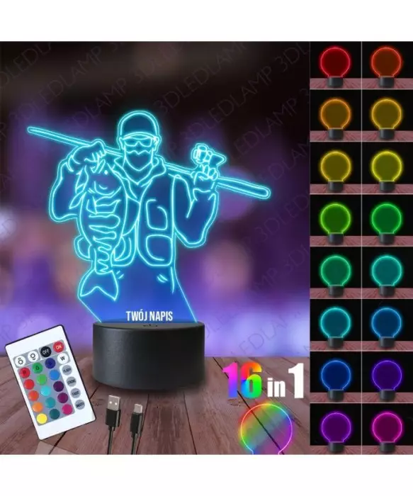Lampka Nocna 3D LED LAMP Wędkarz