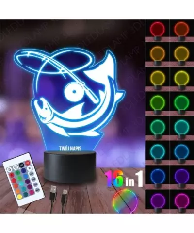 Lampka Nocna 3D LED LAMP Ryba na Haczyku