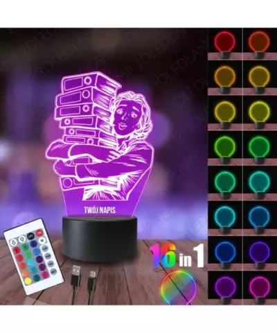 Lampka Nocna 3D LED LAMP Księgowa z Dokumentami