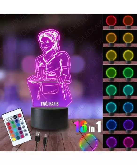 Lampka Nocna 3D LED LAMP Kelnerka
