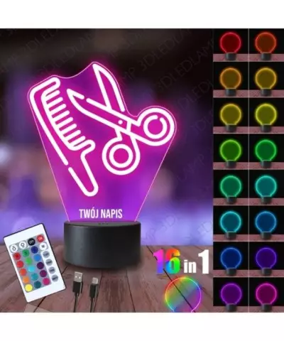 Lampka Nocna 3D LED LAMP Fryzjer - Nożyczki