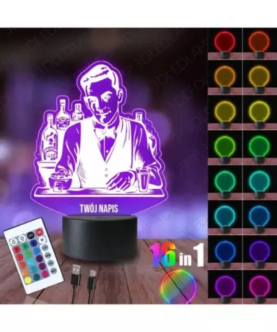 Lampka Nocna 3D LED LAMP Barman Bar Drink