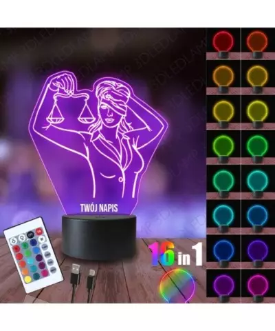 Lampka Nocna 3D LED LAMP Sprawiedliwość