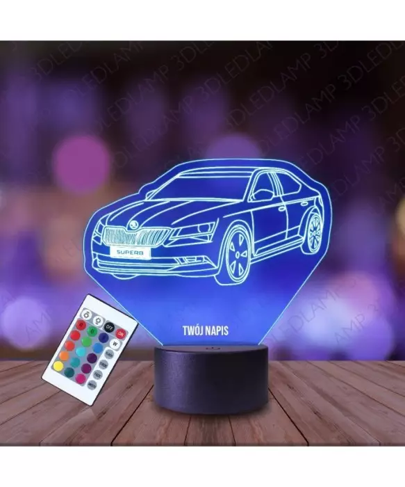 Lampka Nocna 3D LED LAMP Samochód Skoda Superb