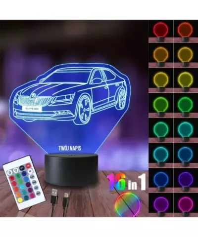 Lampka Nocna 3D LED LAMP Samochód Skoda Superb