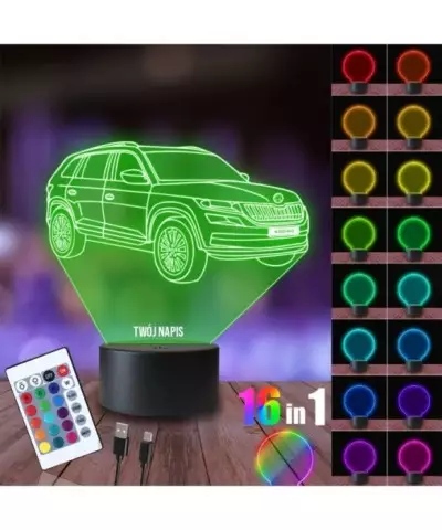 Lampka Nocna 3D LED LAMP Samochód Skoda Kodiaq