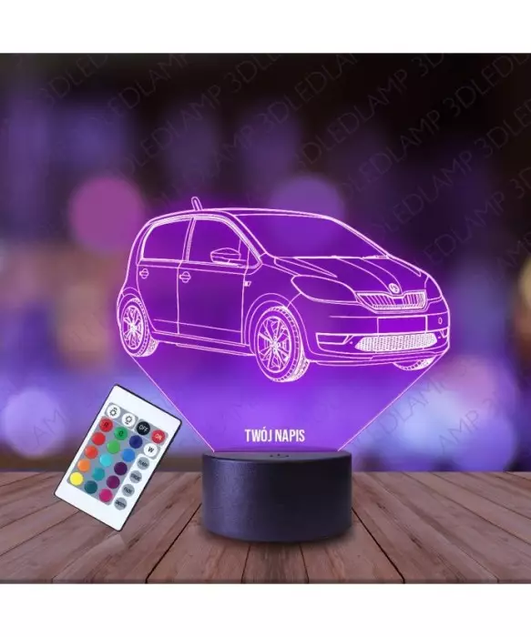 Lampka Nocna 3D LED LAMP Samochód Skoda Citygo