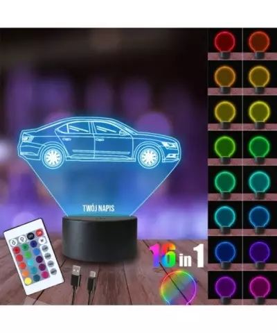 Lampka Nocna 3D LED LAMP Samochód Skoda