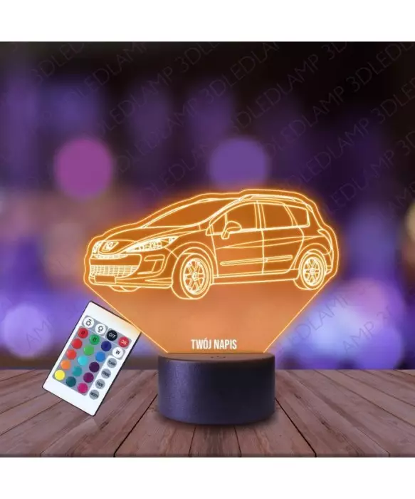 Lampka Nocna 3D LED LAMP Samochód Peugeot 308