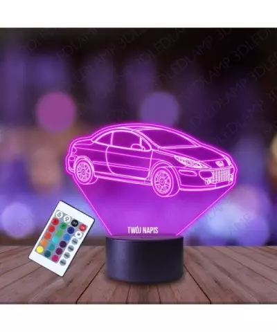 Lampka Nocna 3D LED LAMP Samochód Peugeot 307