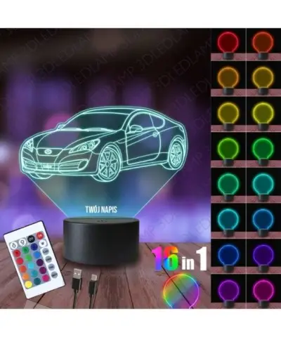 Lampka Nocna 3D LED LAMP Hyundai Genesis Coupe
