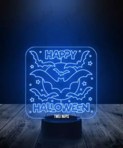 Lampka LED 3D Plexido Happy Halloween Nietoperze - 1