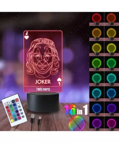 Lampka Nocna 3D LED LAMP Joker Karta DC