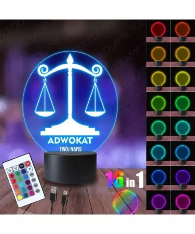 Lampka Nocna 3D LED LAMP Adwokat Sprawiedliwość
