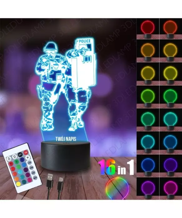 Lampka Nocna 3D LED LAMP Policjanci Szturmowi