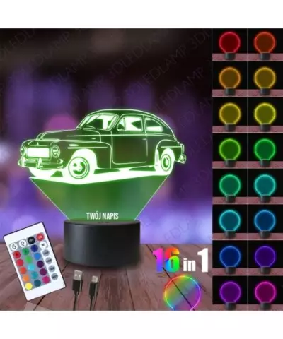 Lampka Nocna 3D LED LAMP Volvo Vintage