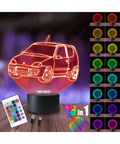 Lampka Nocna 3D LED LAMP Fiat Siecento
