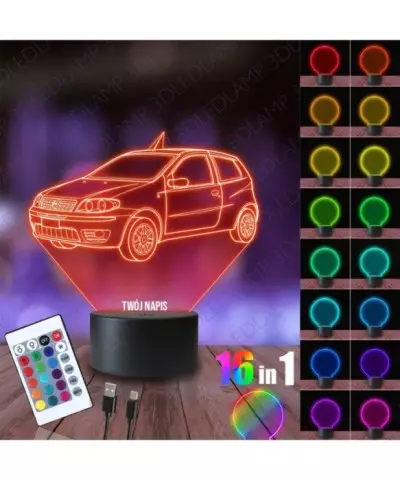 Lampka Nocna 3D LED LAMP Fiat Punto