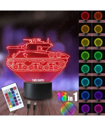 Lampka Nocna 3D LED LAMP Czołg Militaria