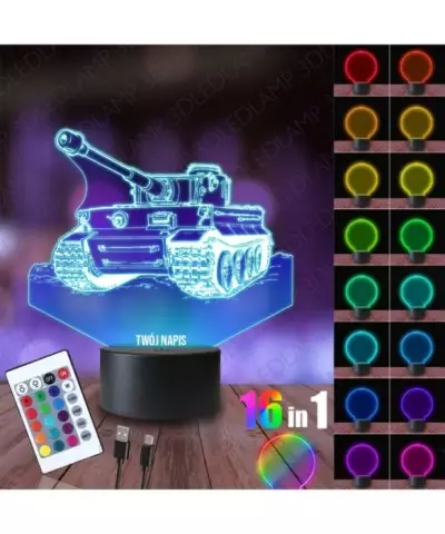 Lampka Nocna 3D LED LAMP Czołg Tiger Militaria