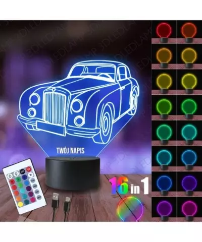 Lampka Nocna 3D LED LAMP Bentley Retro