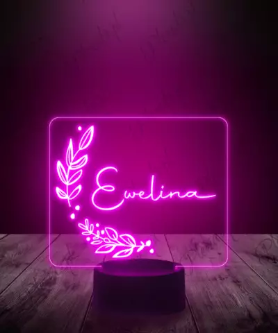 Lampka LED 3D Plexido Liść Kwiatek