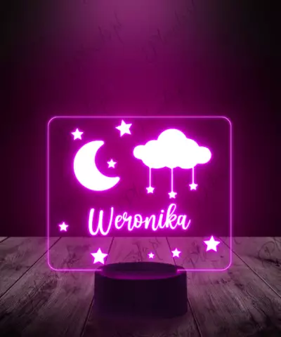 Lampka LED 3D Plexido Księżyc Gwiazdki - 3