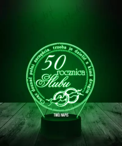 Lampka LED 3D Plexido 50 Rocznica Ślubu Złote Gody - 3