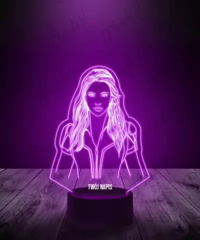 Lampka LED 3D Plexido Scarlett Johansson Czarna Wdowa - 4