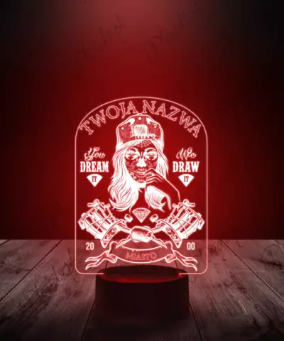 Lampka LED 3D Plexido Tatuator Studio Tatuażu - 2