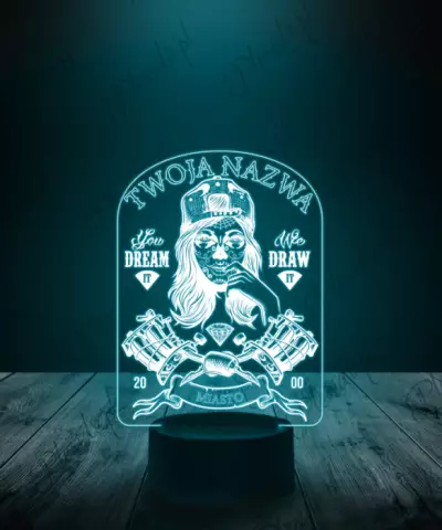 Lampka LED 3D Plexido Tatuator Studio Tatuażu - 3