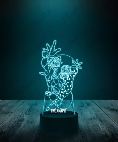 Lampka LED 3D Plexido Bajka Miraculum i Czarny Kot - 3