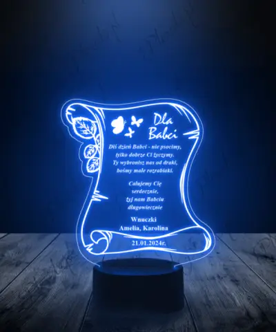 Lampka LED 3D Plexido Prezent na Dzień Babci List