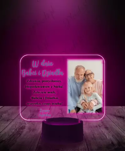 Lampka LED 3D Plexido Prezent na Dzień Babci i Dziadka Twoje Zdjęcie - 2